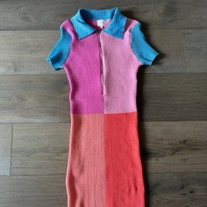 DEE ELLY WOMEN'S COLOR BLOCKED MID LENGTH DRESS